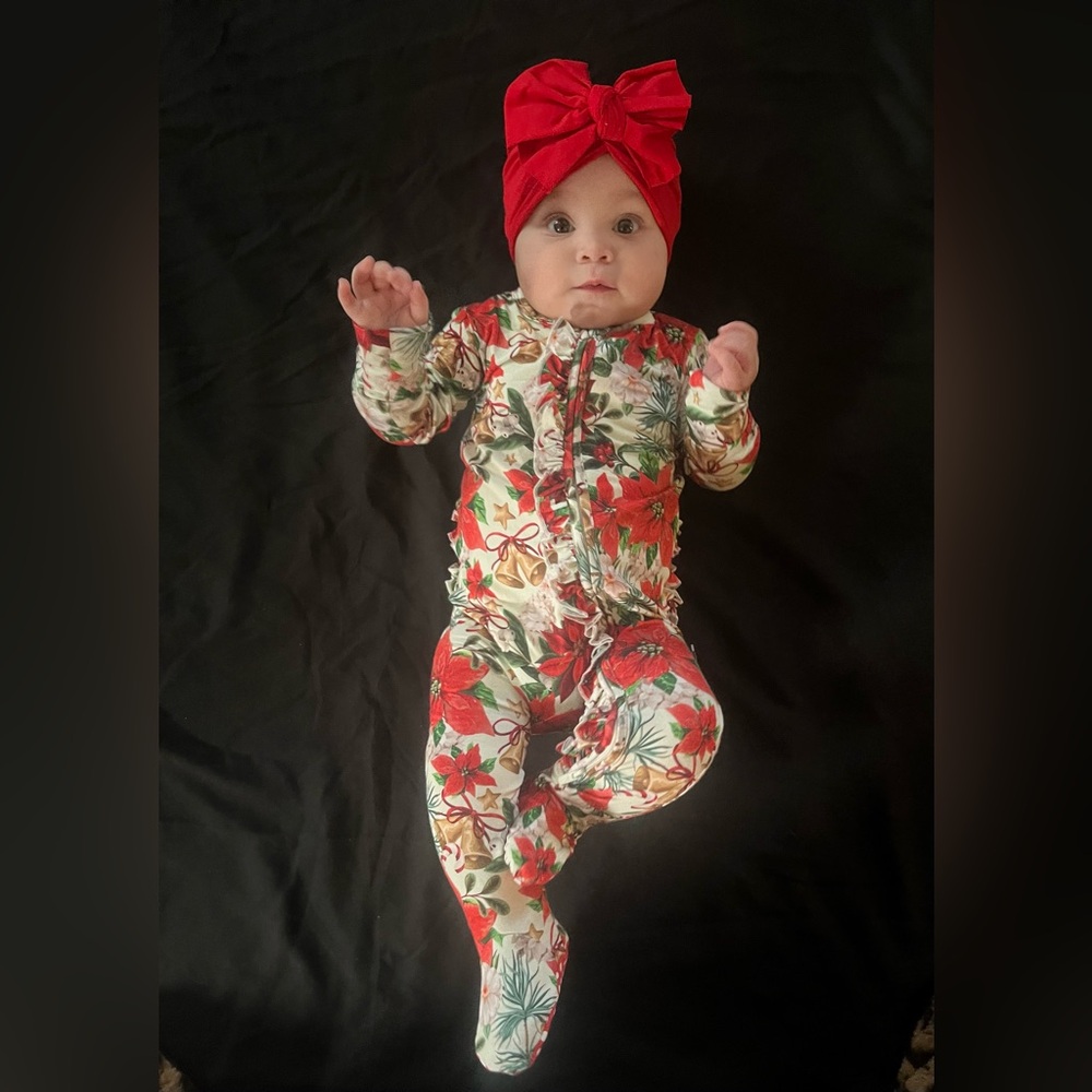 Bums and Roses bamboo footie 12-18 months